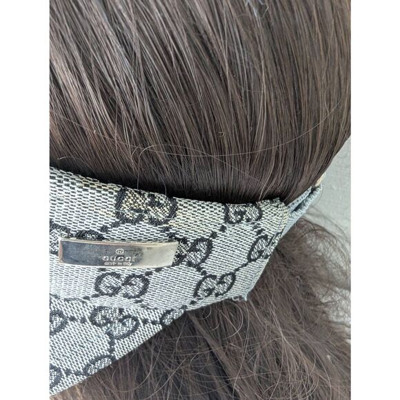 Gucci Sun Visor GG Logo Plate Hat Light Gray Black&Gray Strap Designer One Size - Picture 3 of 11